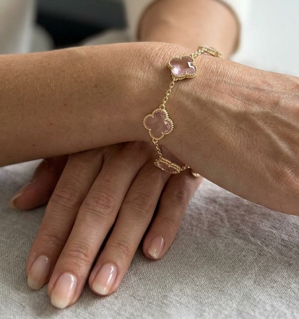 14K PINK CRYSTAL CLOVER BRACELET GT-08890007