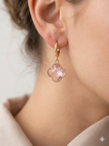 14K PINK CRYSTAL CLOVER DANGLE EARRING RH-08280003