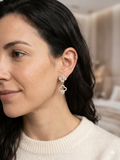 14K CLEAR CLOVER DANGLE EARRING