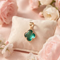 14K EMERALD GREEN CRYSTAL CLOVER PENDANT GS-21740013